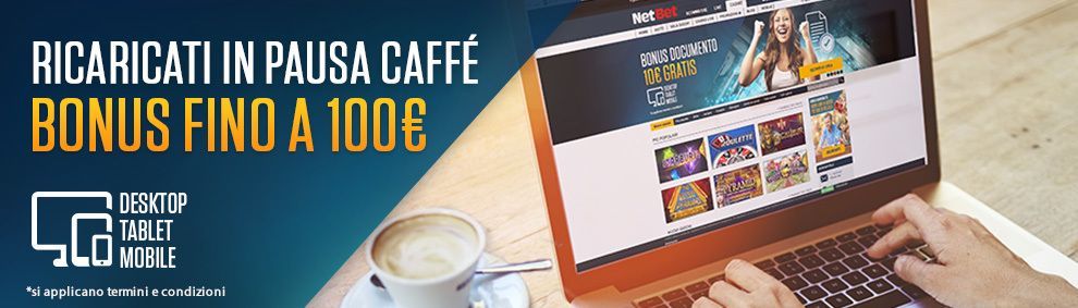 NetBet, ricaricati con Coffee Break e ottieni un bonus fino a 100 euro